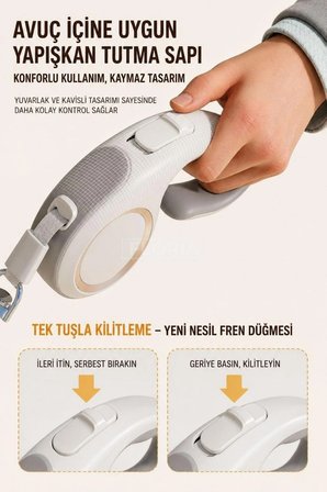 Otomatik Köpek Kedi Gezdirme Tasması Ergonomik Kilitli Kayış