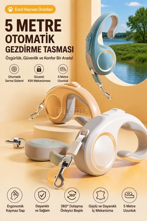 Otomatik Köpek Kedi Gezdirme Tasması Ergonomik Kilitli Kayış