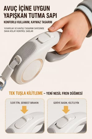 Otomatik Köpek Kedi Gezdirme Tasması Ergonomik Kilitli Kayış
