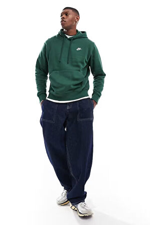 Nike Clup Fleece Pullover Bb Hoodie Şardonlu Erkek Yeşil Sweatshrit