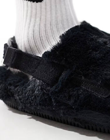 Nike Calm Mule SE Women's Slides Kadın Peluş Soft Kürklü Günlük Sandalet Siyah