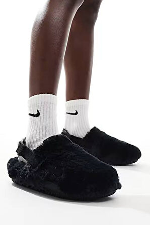 Nike Calm Mule SE Women's Slides Kadın Peluş Soft Kürklü Günlük Sandalet Siyah