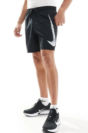 Nike Dri-Fit Training Swoosh Graphic 7 Inch Erkek Siyah Spor Şort