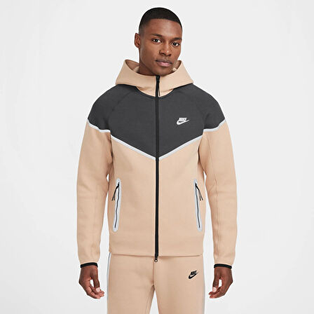 Nike Sportswear Tech Fleece Erkek Bej Sweatshirt (REFLEKTÖRLÜ)