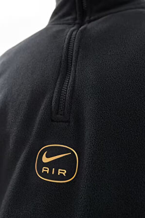 Nike Air Half-Zip Fleece Bol Kesim Siyah Polar Erkek Sweatshirt