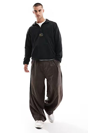 Nike Air Half-Zip Fleece Bol Kesim Siyah Polar Erkek Sweatshirt