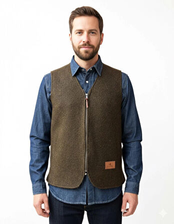 Stuf&co Yün Keçe Yelek ( Barbour Içlik uyumlu , Barbour Kürk Uyumlu Yelek)