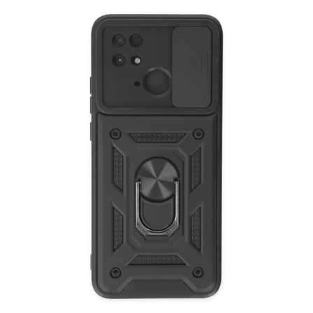 Xiaomi Redmi 10C Kılıf Pars Lens Yüzüklü Silikon - Siyah