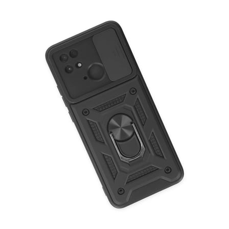 Xiaomi Redmi 10C Kılıf Pars Lens Yüzüklü Silikon - Siyah