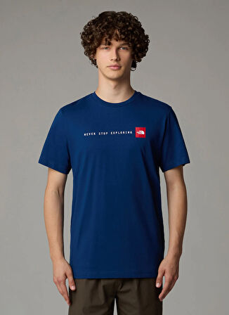 The North Face NF0A87NSD1R1-M SS NEVER STOP EXPLOR Lacivert Bisiklet Yaka Regular Fit Düz Erkek T-Shirt