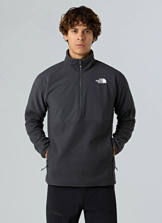 The North Face NF0A89JHU8M1-M GLACIER HEAVYWEIGHT Gri Fermuarlı Yaka Standart Düz Erkek Sweatshırt