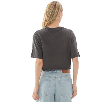 000M98BLK1-R Vans Relaxed Crop Wash Ss Tee Kadın T-Shirt Antrasit