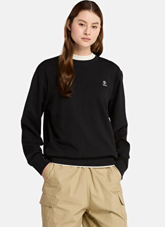 Timberland Woven Badge (LB) Crew Neck Siyah Bisiklet Yaka Normal Düz Erkek Sweatshırt