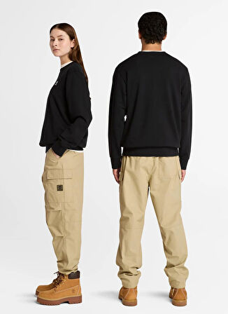 Timberland Woven Badge (LB) Crew Neck Siyah Bisiklet Yaka Normal Düz Erkek Sweatshırt