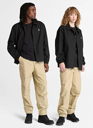 Timberland Woven Badge Ripstop Coach Jacket Siyah Normal Düz Erkek Ceket