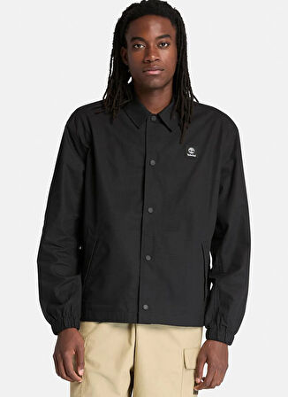 Timberland Woven Badge Ripstop Coach Jacket Siyah Normal Düz Erkek Ceket
