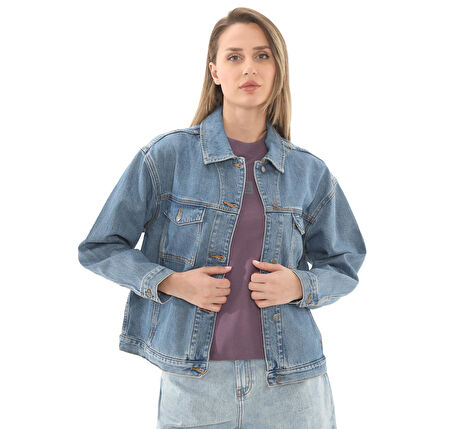 B0A67JQBQ81-R Timberland Archive Denim Jacket Kadın Ceket Mavi