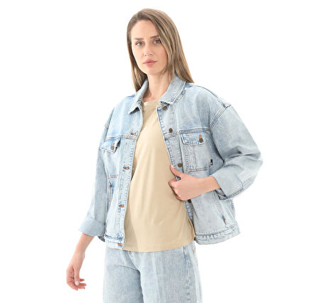 B0A67JQEPJ1-R Timberland Archive Denim Jacket Kadın Ceket A&amp;ccedil;ık Mavi