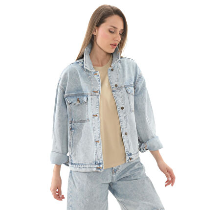 B0A67JQEPJ1-R Timberland Archive Denim Jacket Kadın Ceket A&amp;ccedil;ık Mavi