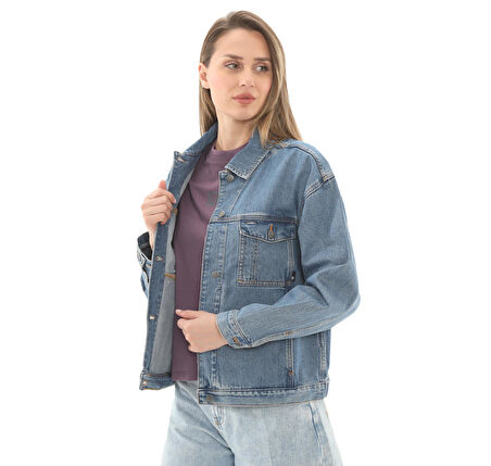 B0A67JQBQ81-R Timberland Archive Denim Jacket Kadın Ceket Mavi