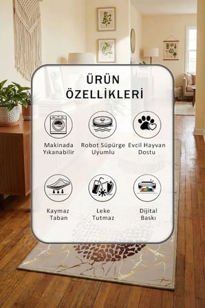 Ehl-100 Yıkanabilir Kaymaz Taban Dijital Baskılı Yolluk Halı