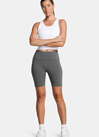 Under Armour 1386703-025-UA Rival 7in Short Gri Lastikli Bel Dar Düz Kadın Şort