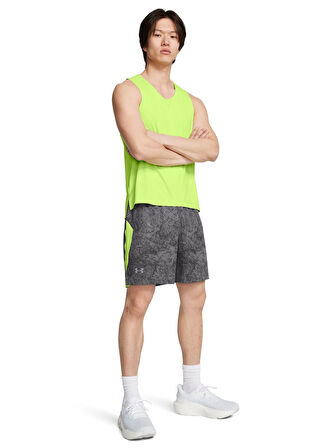 Gri Erkek Lastikli Bel Normal Kalıp Desenli Şort 1378869-025 UA LAUNCH PRO 7 PRTD