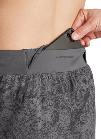 Gri Erkek Lastikli Bel Normal Kalıp Desenli Şort 1378869-025 UA LAUNCH PRO 7 PRTD