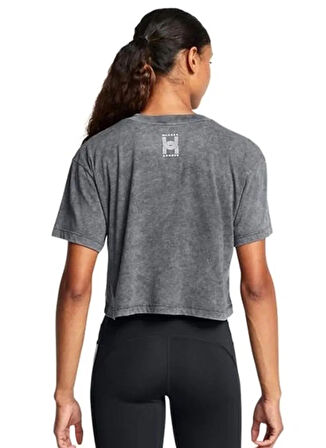 Siyah Kadın Yuvarlak Yaka Crop Baskılı T-Shirt 1386343-001 UA Run Anywhere Shortsl