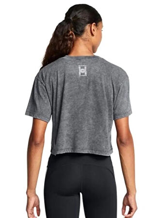 Siyah Kadın Yuvarlak Yaka Crop Baskılı T-Shirt 1386343-001 UA Run Anywhere Shortsl
