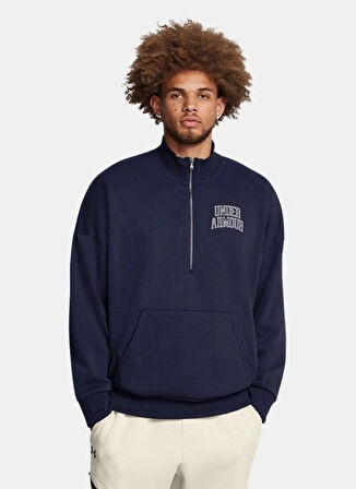 Lacivert Erkek Fermuarlı Yaka Normal Kalıp Sweatshirt 1386550-410 UA Icon HWT Terry OS 1/