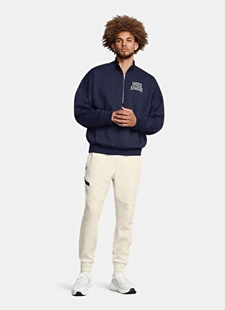 Lacivert Erkek Fermuarlı Yaka Normal Kalıp Sweatshirt 1386550-410 UA Icon HWT Terry OS 1/