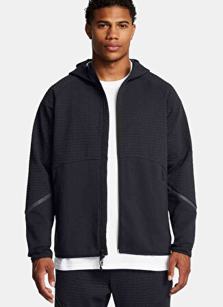 Siyah Erkek Kapüşon Yaka Normal Kalıp Sweatshirt 1386543-001 UA Unstoppable Flc Grid