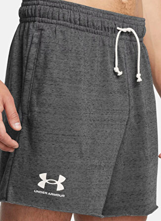 Under Armour 1382427-025-UA Rival Terry 6in Shor Gri Bağlamalı Bel Normal Düz Erkek Şort