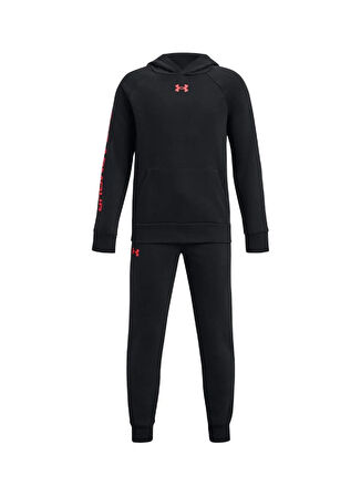 Under Armour Düz Siyah Erkek Çocuk Eşofman Takımı 1379802-002-UA Rival Fleece Suit