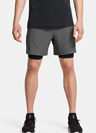 Gri Erkek Lastikli Bel Normal Kalıp Şort 1373764-025 UA Vanish Woven 2in1 St