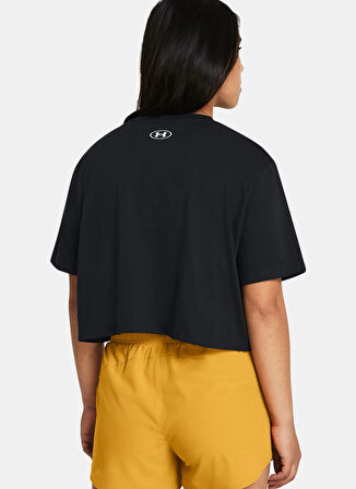 Siyah Kadın Yuvarlak Yaka T-Shirt 1386845-001 UA W BOXY CROP LOGO SS