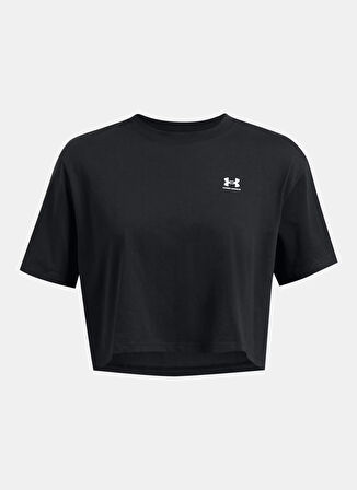 Siyah Kadın Yuvarlak Yaka T-Shirt 1386845-001 UA W BOXY CROP LOGO SS