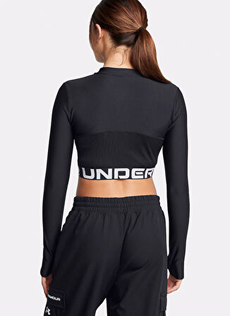 1388692-001 HeatGear Rib 1/4 Zip LS Siyah Fermuarlı Yaka Fitted Kadın T-Shirt