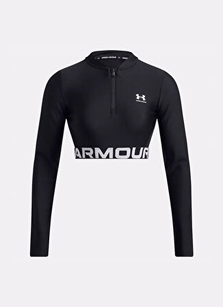 1388692-001 HeatGear Rib 1/4 Zip LS Siyah Fermuarlı Yaka Fitted Kadın T-Shirt