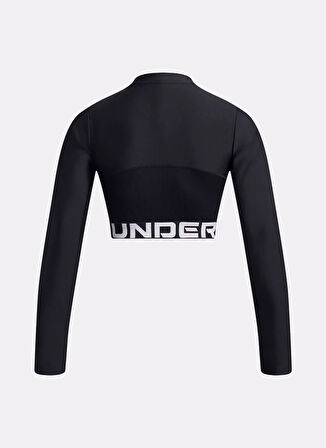 1388692-001 HeatGear Rib 1/4 Zip LS Siyah Fermuarlı Yaka Fitted Kadın T-Shirt
