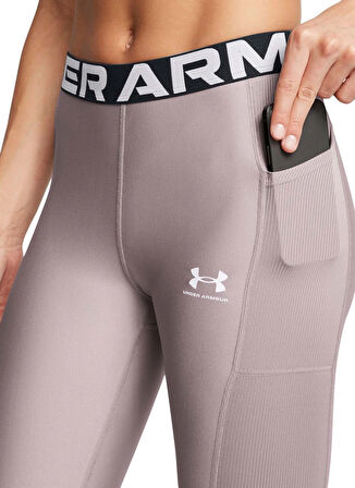 Gri Kadın Lastikli Compression Fit Desenli Tayt 1388693-015 HeatGear Rib Legging