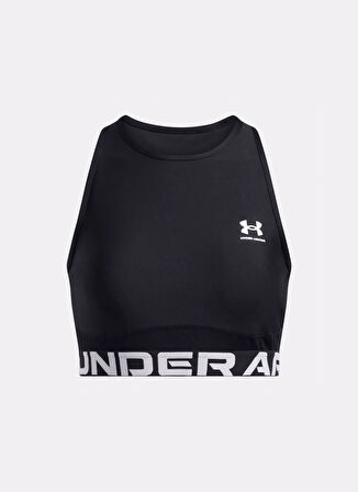 1388694-001 HeatGear Rib Tank Siyah Yuvarlak Yaka Fitted Kadın Atlet