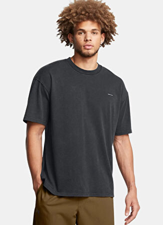 Under Armour 1389147-001-UA M HW OS LOGO WASH SS Siyah Bisiklet Yaka Normal Düz Erkek T-Shirt