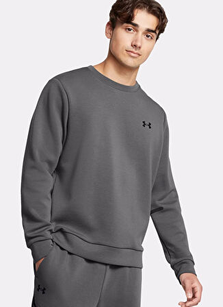 1389351-025 UA Unstoppable Flc Crew Gri Yuvarlak Yaka Fitted Erkek Sweatshirt