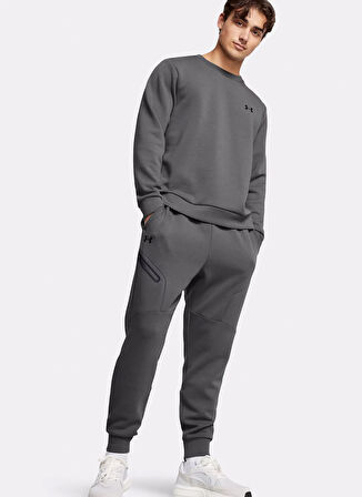 1389351-025 UA Unstoppable Flc Crew Gri Yuvarlak Yaka Fitted Erkek Sweatshirt