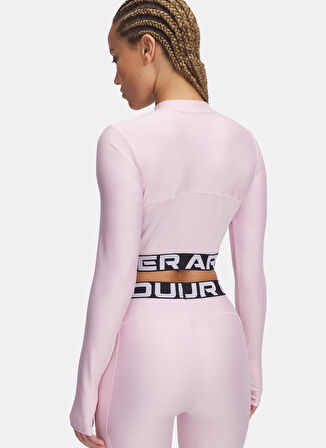 1388692-647 HeatGear Rib 1/4 Zip LS Fermuarlı Yaka Fitted Pembe Kadın T-Shirt