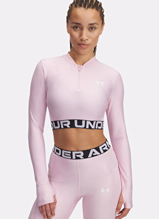1388692-647 HeatGear Rib 1/4 Zip LS Fermuarlı Yaka Fitted Pembe Kadın T-Shirt