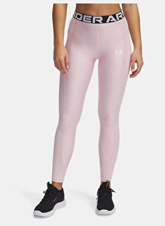 1388693-647 HeatGear Rib Legging Lastikli Bel Normal Kalıp Pembe Kadın Tayt