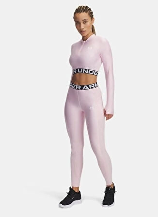 1388693-647 HeatGear Rib Legging Lastikli Bel Normal Kalıp Pembe Kadın Tayt